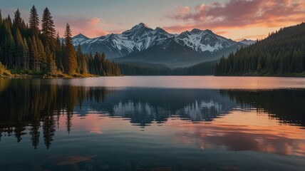 Fototapeta premium Mountain Lake Sunset