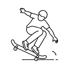 double kickflip trick icon, double kickflip trick line art - simple line art of double kickflip trick, perfect for double kickflip trick logos and icons