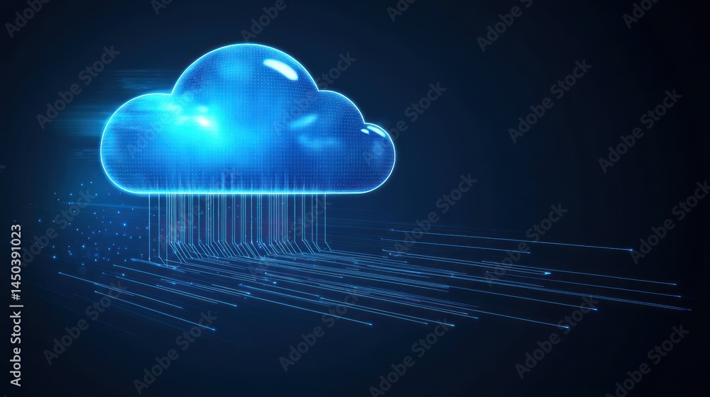 Poster Digital cloud computing network data flow concept