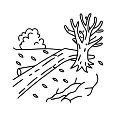 fallen tree on trail icon, fallen tree on trail line art - simple line art of fallen tree on trail, perfect for fallen tree on trail logos and icons