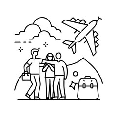 Obraz premium festival travel icon, festival travel line art - simple line art of festival travel, perfect for festival travel logos and icons
