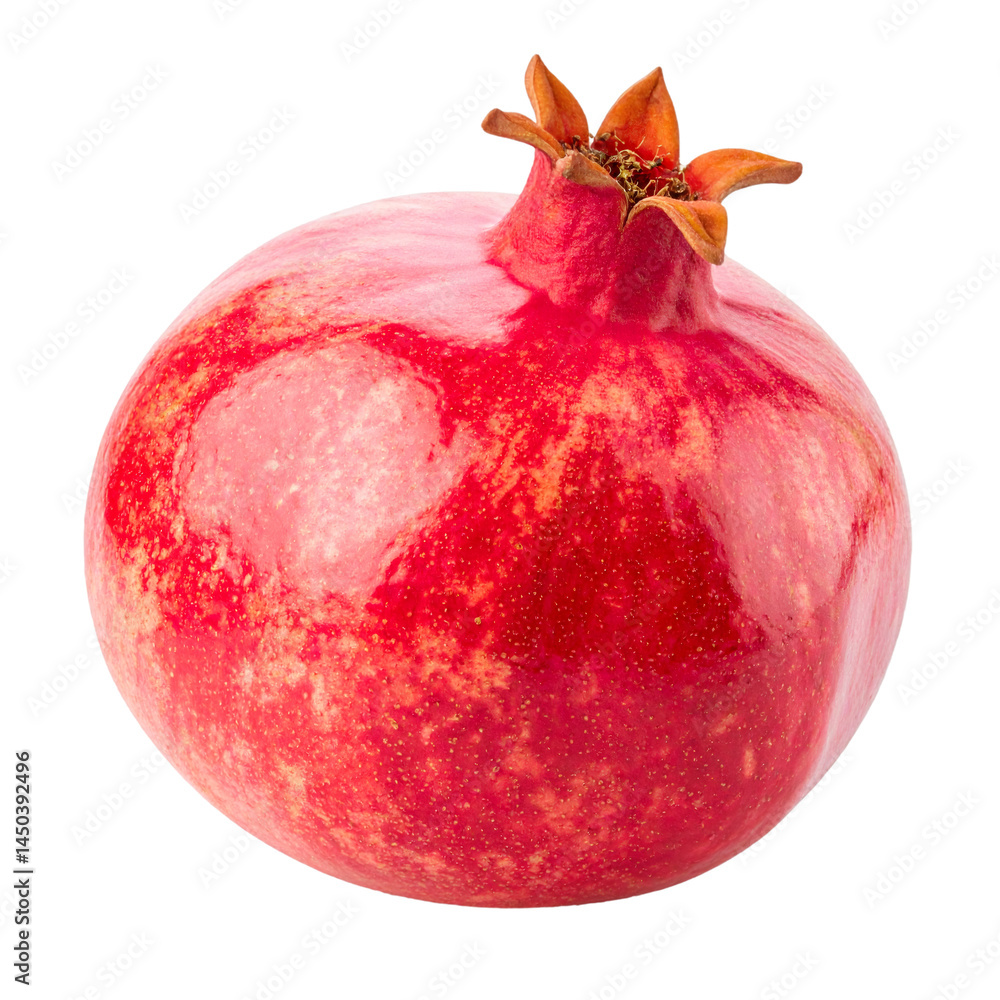 Poster ripe pomegranate isolated on transparent background with clipping path