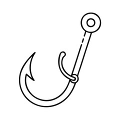 fishing hook icon, fishing hook line art - simple line art of fishing hook, perfect for fishing hook logos and icons