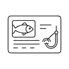 fishing license icon, fishing license line art - simple line art of fishing license, perfect for fishing license logos and icons