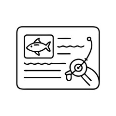 fishing license icon, fishing license line art - simple line art of fishing license, perfect for fishing license logos and icons