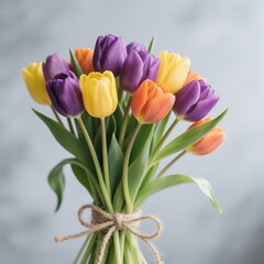 Naklejka premium A beautiful flower bouquet on color background.