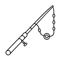 fishing rod icon, fishing rod line art - simple line art of fishing rod, perfect for fishing rod logos and icons