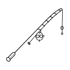 fishing rod icon, fishing rod line art - simple line art of fishing rod, perfect for fishing rod logos and icons