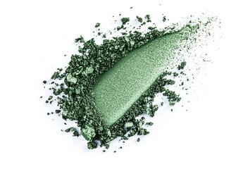 Crushed green eyeshadow with a smooth swatch on a white background.