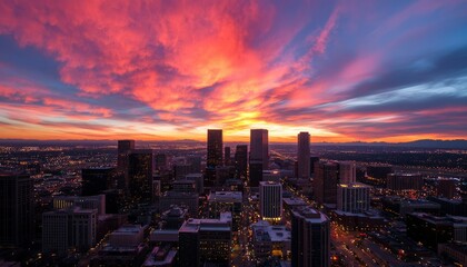 Fototapeta premium City skyline sunset view