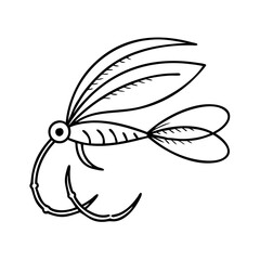 fly fishing flies icon, fly fishing flies line art - simple line art of fly fishing flies, perfect for fly fishing flies logos and icons