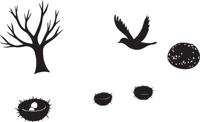 Bird Nest Vector Clipart Bundle