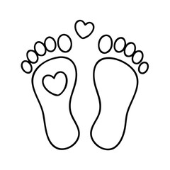 footprint with heart icon, footprint with heart line art - simple line art of footprint with heart, perfect for footprint with heart logos and icons