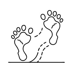 footsteps in sand icon, footsteps in sand line art - simple line art of footsteps in sand, perfect for footsteps in sand logos and icons