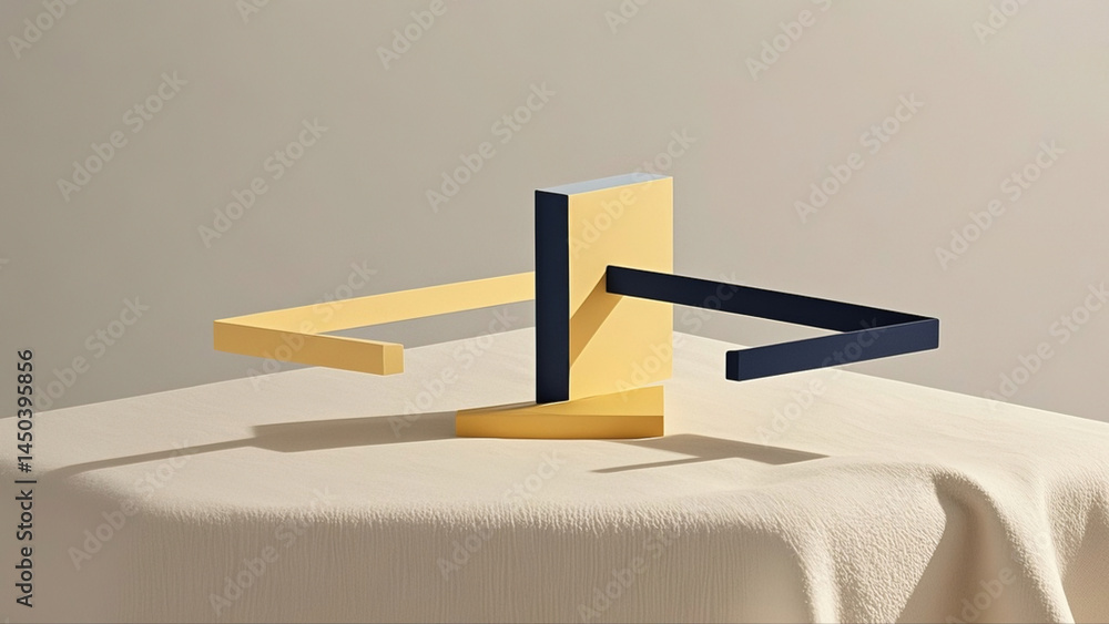 Poster sleek minimalist design featuring abstract shapes and soft colors, perfect for a modern computer wal