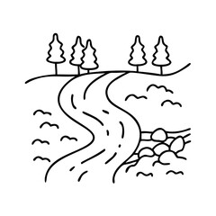 freshwater stream icon, freshwater stream line art - simple line art of freshwater stream, perfect for freshwater stream logos and icons