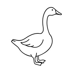 goose silhouette icon, goose silhouette line art - simple line art of goose silhouette, perfect for goose silhouette logos and icons