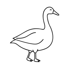 goose silhouette icon, goose silhouette line art - simple line art of goose silhouette, perfect for goose silhouette logos and icons