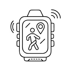 gps running tracker icon, gps running tracker line art - simple line art of gps running tracker, perfect for gps running tracker logos and icons