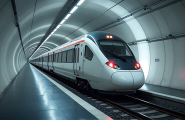 Naklejka premium treno levitazione magnetica un tunnel vuoto