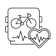 heart rate monitor for cyclists icon, heart rate monitor for cyclists line art - simple line art of heart rate monitor for cyclists, perfect for heart rate monitor for cyclists logos and icons