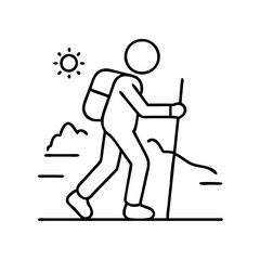 hiker silhouette icon, hiker silhouette line art - simple line art of hiker silhouette, perfect for hiker silhouette logos and icons