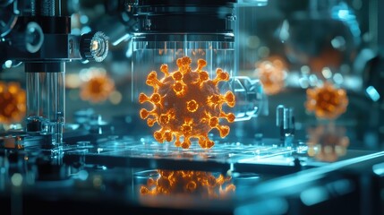 Obraz premium High-tech medical device processing microscopic virus samples.