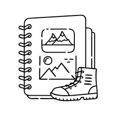 hiker s journal icon, hiker s journal line art - simple line art of hiker s journal, perfect for hiker s journal logos and icons