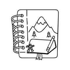 hiker s journal icon, hiker s journal line art - simple line art of hiker s journal, perfect for hiker s journal logos and icons