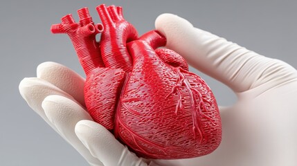 Detailed 3D Model of Human Heart in Hand with Medical Glove
