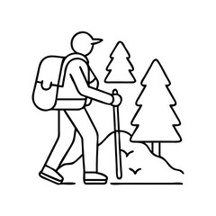 hiking buddy icon, hiking buddy line art - simple line art of hiking buddy, perfect for hiking buddy logos and icons