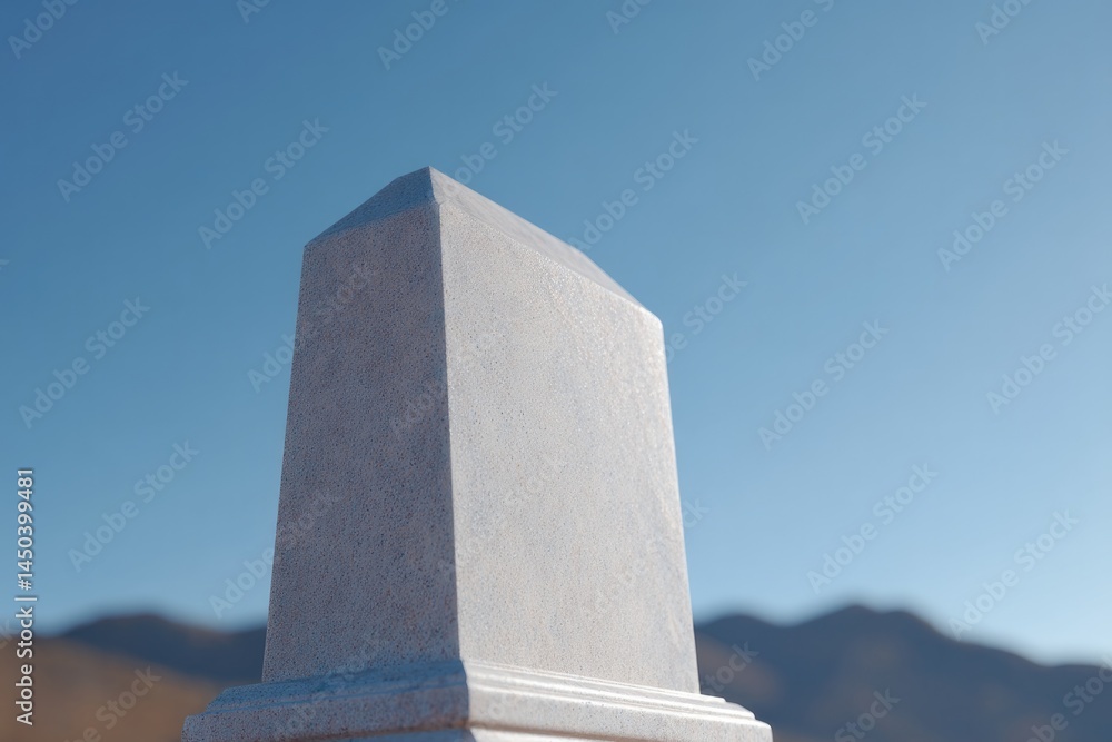 Poster minimalistic tombstones creating serene landscape with ample copy space emphasize simplicity and tra