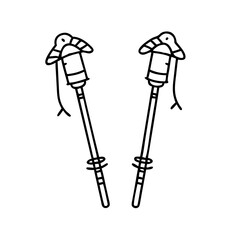 hiking poles with snow baskets icon, hiking poles with snow baskets line art - simple line art of hiking poles with snow baskets, perfect for hiking poles with snow baskets logos and icons