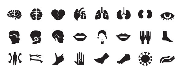 Collection of Human Organ and Body Part Icons editable vector