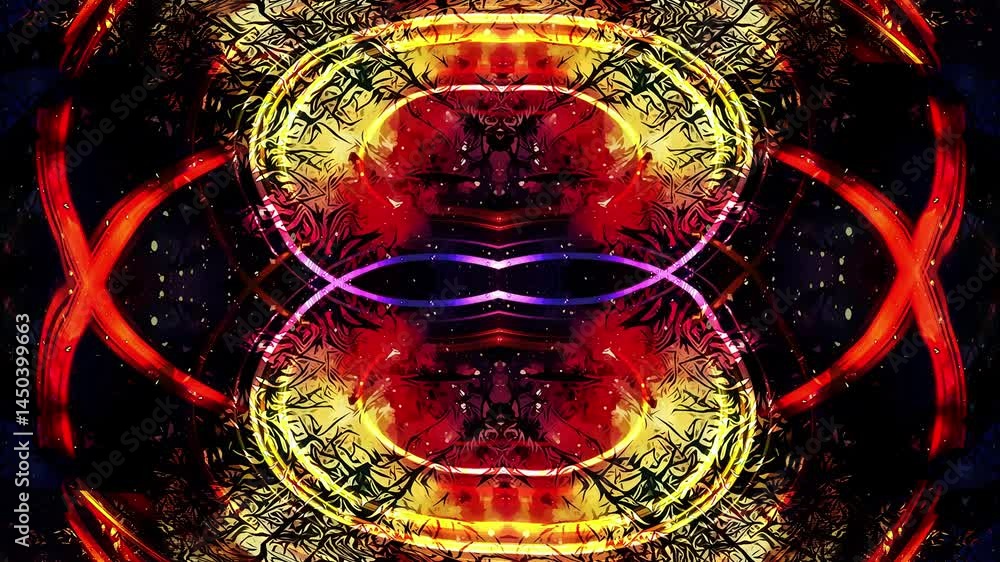 Poster background pattern with filigrane fractal effect structure and circular and eliptical forms.
