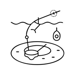 ice fishing hole icon, ice fishing hole line art - simple line art of ice fishing hole, perfect for ice fishing hole logos and icons