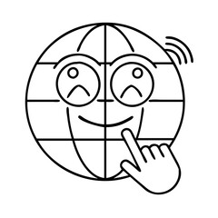 internet surfing emoji icon, internet surfing emoji line art - simple line art of internet surfing emoji, perfect for internet surfing emoji logos and icons