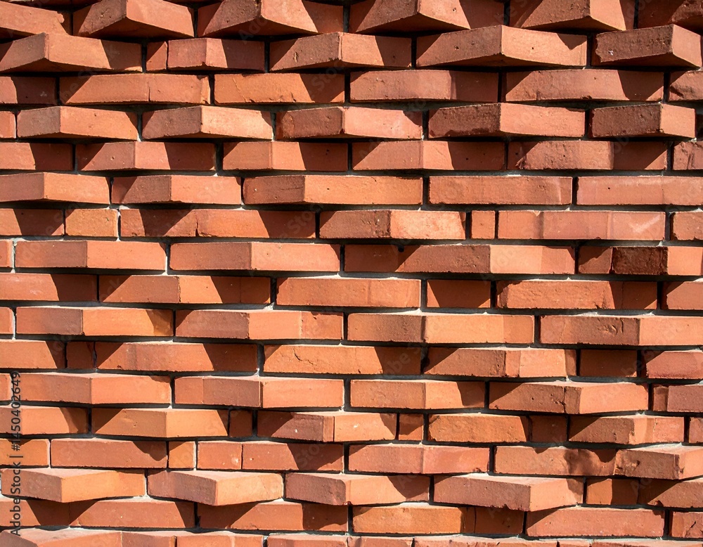 Aufkleber abstract brick wall texture. red bricks arranged in a unique, wavy pattern. great for backgrounds an
