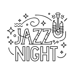 jazz night logo icon, jazz night logo line art - simple line art of jazz night logo, perfect for jazz night logo logos and icons