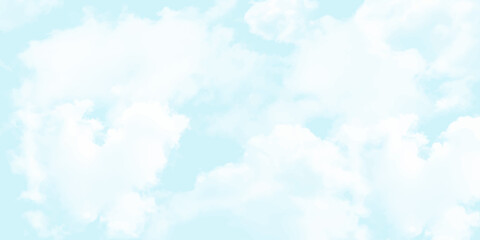 Blue sky with white cloud Vector cartoon nature background The clouds should have a painterly or watercolor effect