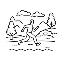 jogging along a river icon, jogging along a river line art - simple line art of jogging along a river, perfect for jogging along a river logos and icons