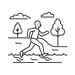 jogging along a river icon, jogging along a river line art - simple line art of jogging along a river, perfect for jogging along a river logos and icons
