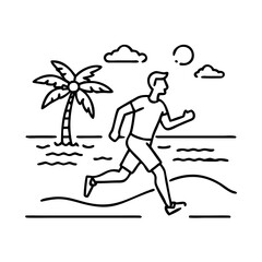 jogging at the beach icon, jogging at the beach line art - simple line art of jogging at the beach, perfect for jogging at the beach logos and icons