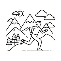 jogging in the mountains icon, jogging in the mountains line art - simple line art of jogging in the mountains, perfect for jogging in the mountains logos and icons