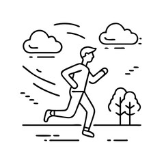 jogging in windy weather icon, jogging in windy weather line art - simple line art of jogging in windy weather, perfect for jogging in windy weather logos and icons
