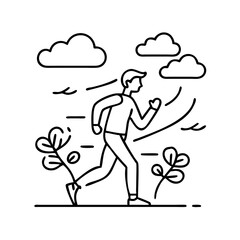 jogging in windy weather icon, jogging in windy weather line art - simple line art of jogging in windy weather, perfect for jogging in windy weather logos and icons