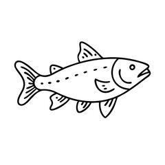lake trout icon, lake trout line art - simple line art of lake trout, perfect for lake trout logos and icons
