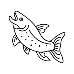 lake trout icon, lake trout line art - simple line art of lake trout, perfect for lake trout logos and icons