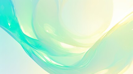 Abstract background featuring flowing, ethereal translucent waves blending soft teal blue and light yellow hues against a light backdrop. 