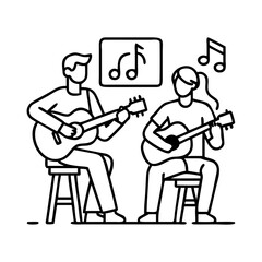 live acoustic session icon, live acoustic session line art - simple line art of live acoustic session, perfect for live acoustic session logos and icons